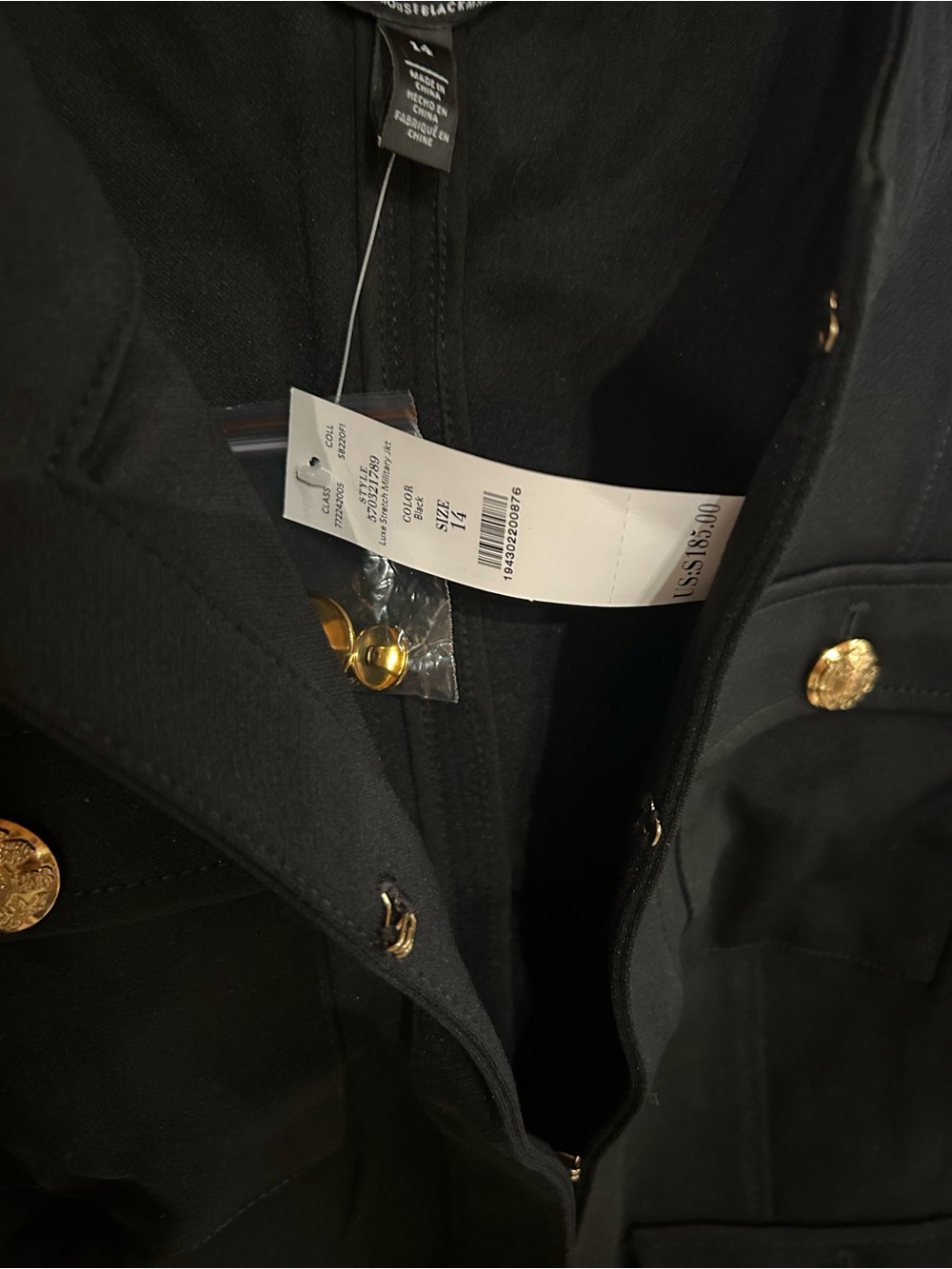 White House Black Market Black Gold-Button Pocket Jacket - Picture 3 of 4